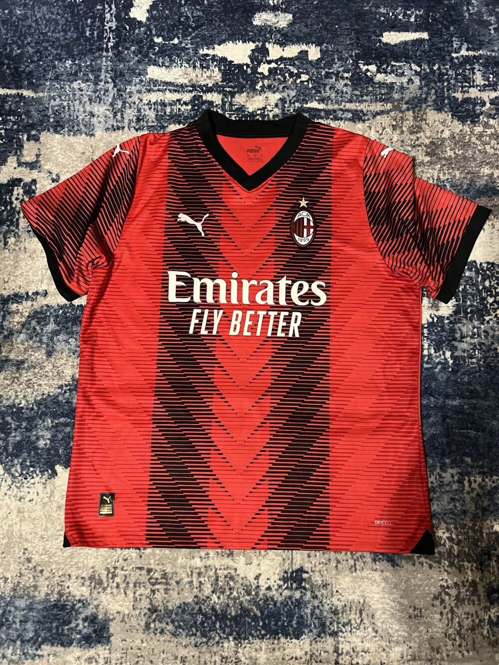 Size XL- Puma AC MILAN Home Stadium Jersey 23/24 Red Black 770383 01 Men's